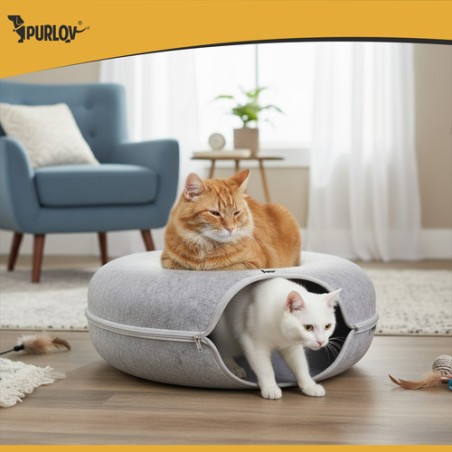 Mugav Vildist Tunnelvoodi Kassidele ja Tuhkrutele – Stressivastane Lemmikloomapesa