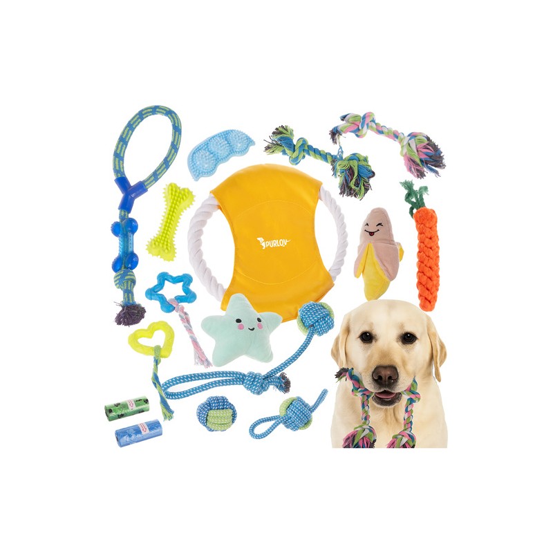 Koerte Hambahügieeni Närimismänguasjade Komplekt – 16 Osaline Interaktiivne Köie- ja Kummimänguasjade Valik