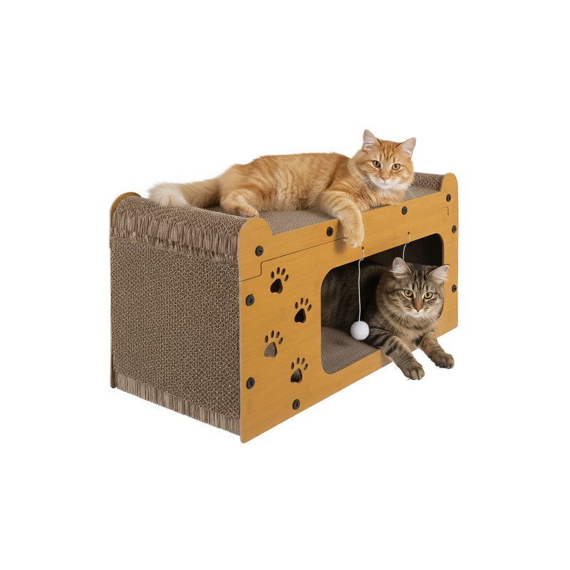 Kassi Kahekorruseline Kraapimispost ja Mängumaja, Stabiilne ja Keskkonnasõbralik Puhkeala