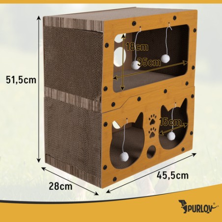 Kahekorruseline Kassi Kraapimispost ja Mängumaja – Stabiilne ja Keskkonnasõbralik Lemmikloomadele