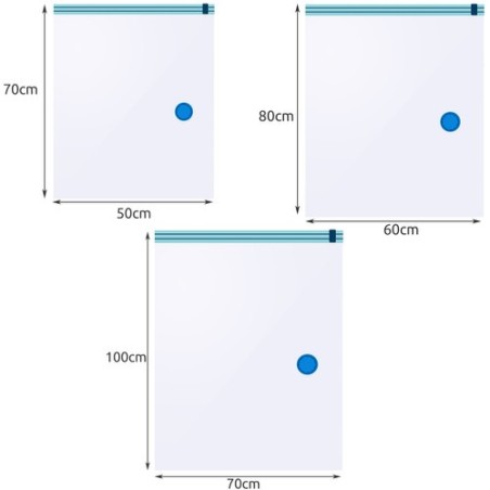 15-osaline vaakumkottide komplekt riietele ja tekstiilidele (50x70, 60x80, 70x100 cm)