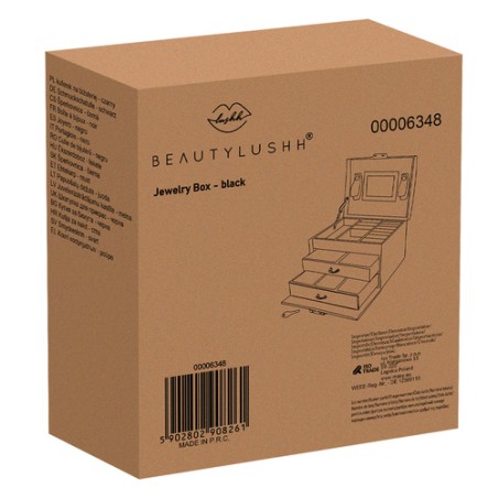 Elegantne must ehtekarp lukustuse ja peegliga – avar ehteorganiseerija