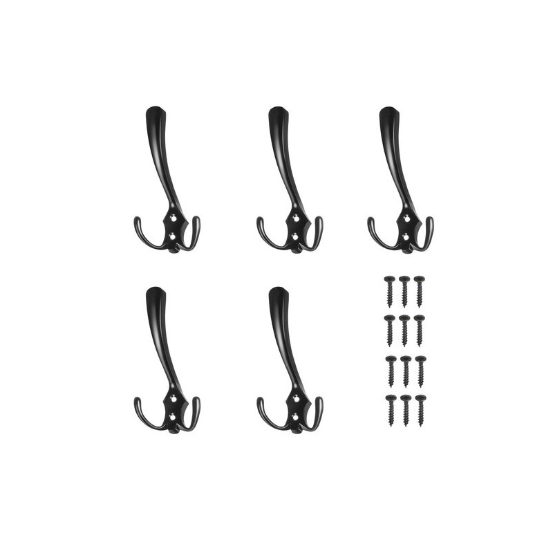 Matt mustad kolmekordsed seinanagid tsingisulamist – 5 tk komplekt