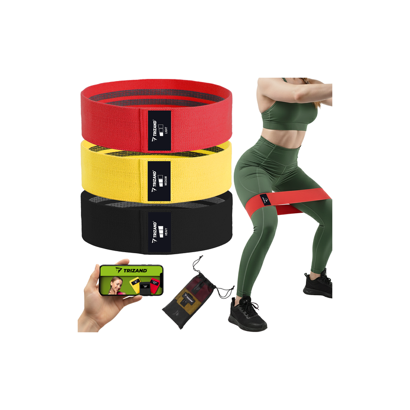 3-osaline kangast vastupanukummi komplekt efektiivseteks treeninguteks