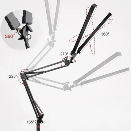 Reguleeritav LED-töövalgusti joonistuslauale ja töölauale, kahe valgusallikaga