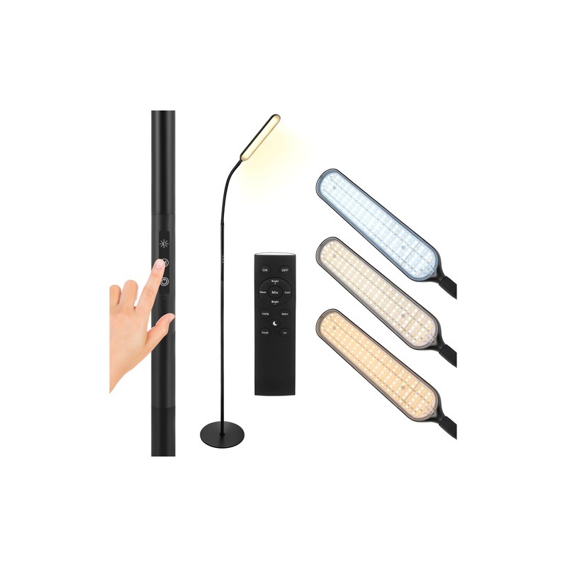 Nutikas LED põrandalamp 180cm, reguleeritav valgus, kaugjuhtimispuldiga, must
