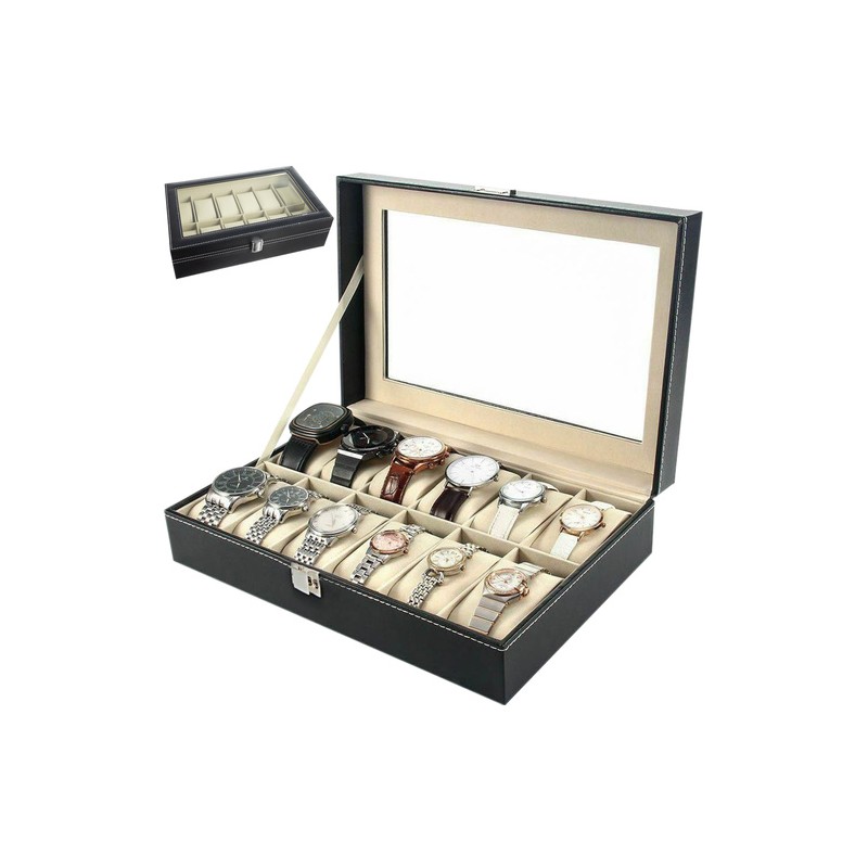 Elegante Kellade ja Ehete Hoiukarp 12 Lahtriga – Läbipaistev Kaas, Magnetkinnitus