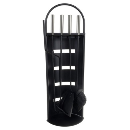 Kvaliteetne 5-osaline kaminatarvikute komplekt terasest alusega