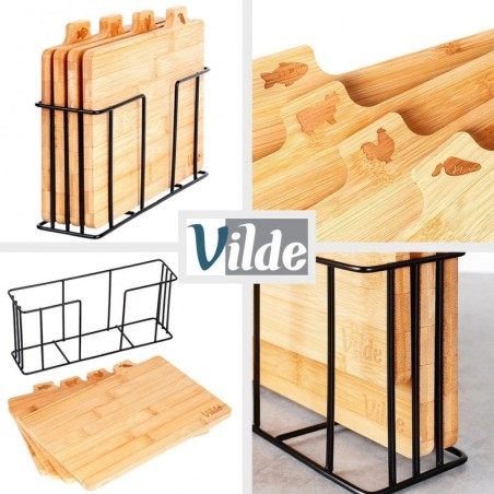 Bambusest lõikelauad koos alusega 28x20 cm 4 tk. | FreshDesign.ee