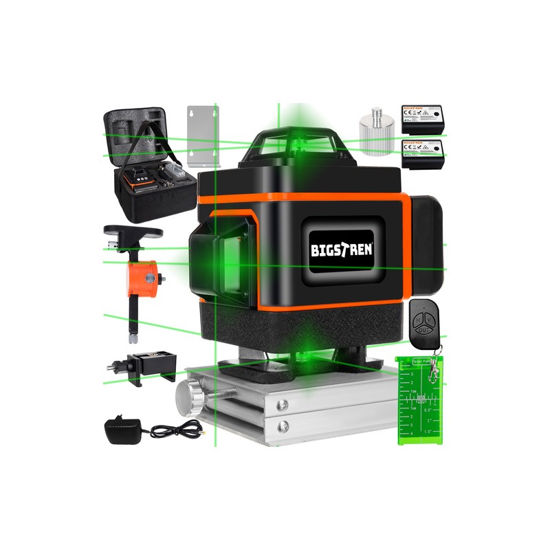 Professionaalne 4D 16-realine Roheline Lasernivelliir 360° Isetasandumisega