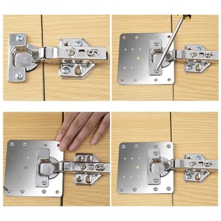 Mööblihingede universaalne parandusplaat, 4 tk roostevabast terasest remondikomplekt