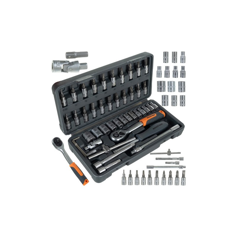 46-osaline tööriistakomplekt kohvris – võtmed, otsikud ja tarvikud