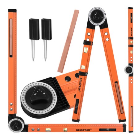 Reguleeritav Nurk-Mõõteriist 3-in-1 | Kraadiklaas, Vesilood ja Kompass 0-270° | 500 mm Joonlauaga