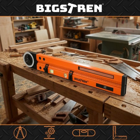 Reguleeritav Nurk-Mõõteriist 3-in-1 | Kraadiklaas, Vesilood ja Kompass 0-270° | 500 mm Joonlauaga