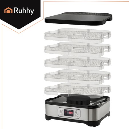 Energiasäästlik Toidukuivati 10L, 5 Alust, LCD, Taimer, Roostevaba Teras