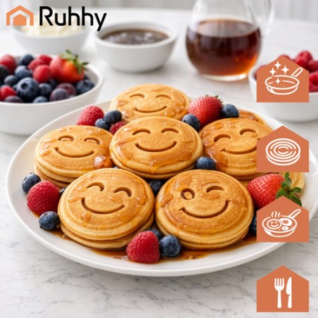 Mittenakkuva Mitmeauguline Muna- ja Pannkoogipann Naljakate Nägudega, Universaalne Pliidile