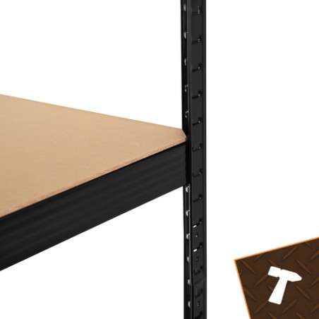 Must Raskeveo Metallist Hoiuriiul 180x90x40 cm – 5 MDF Riiulit, 1000 kg Kogukandevõime