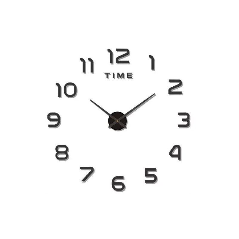 DIY Suur Seinale Kleebitavate Numbritega Seinakell Reguleeritava Läbimõõduga Vaikse Mehhanismiga, Must