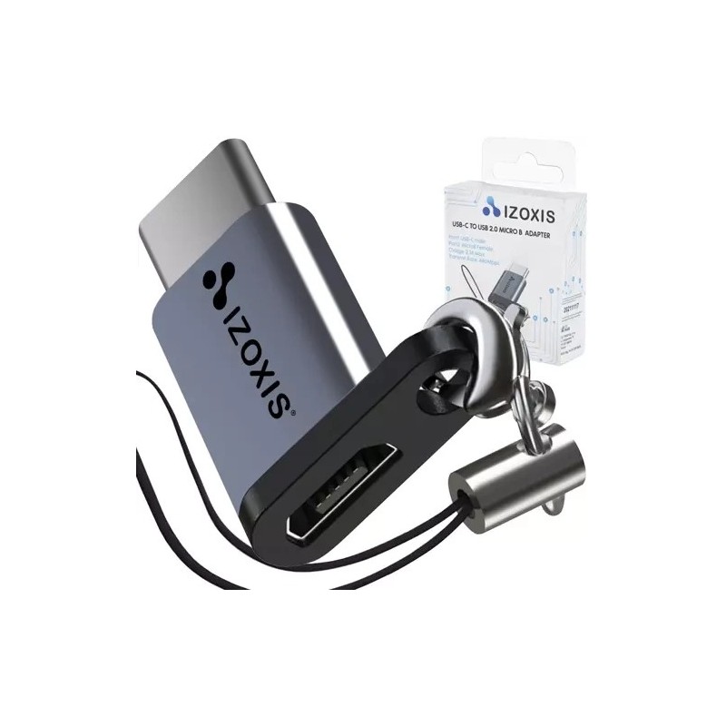 Kompaktne USB-C Micro-USB 2.0 adapter OTG funktsiooniga ja rihmaaasaga