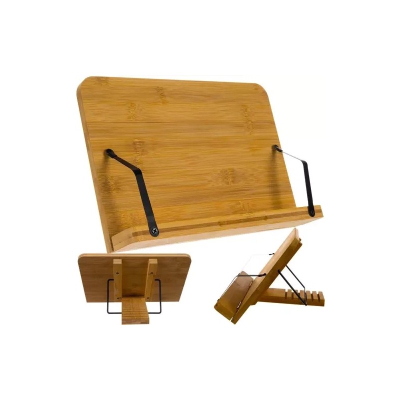 Reguleeritav bambusest raamatualus lugemiseks ja tahvelarvutile