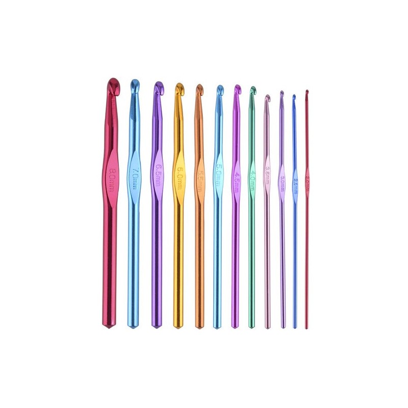 Komplekt: 12 värvilist ergonoomilist heegelnõela praktilises ümbrises