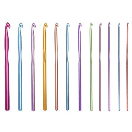 Komplekt: 12 värvilist ergonoomilist heegelnõela praktilises ümbrises