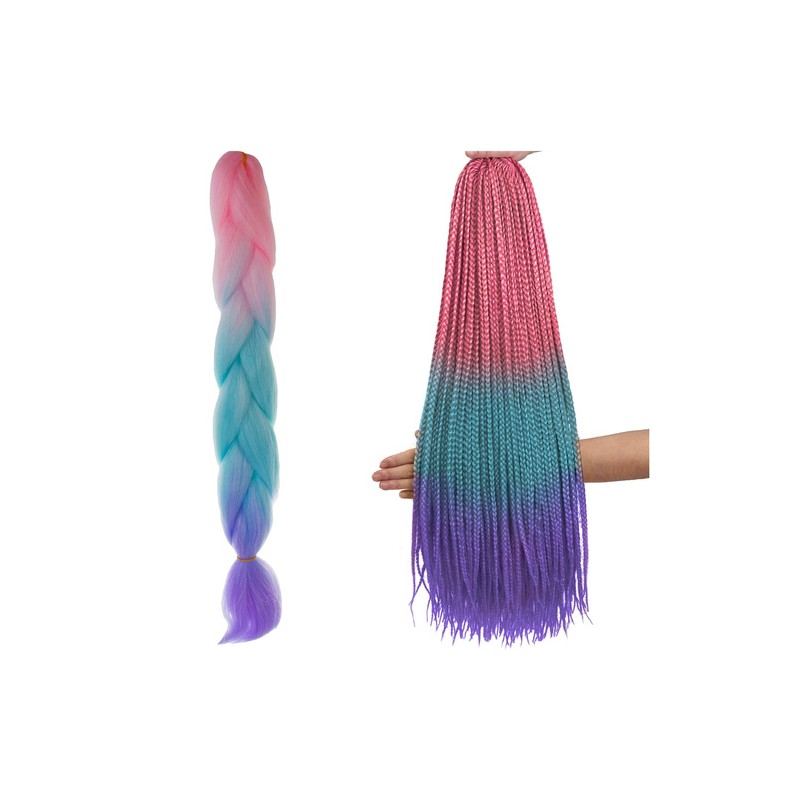 Sünteetilised juuksepatsid ombre roosa/valge/lilla W10341