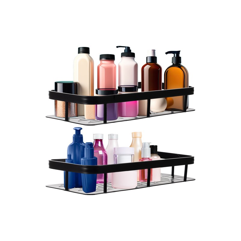 Must alumiiniumist vannitoa riiulite komplekt (2 tk), seinale kinnitatav