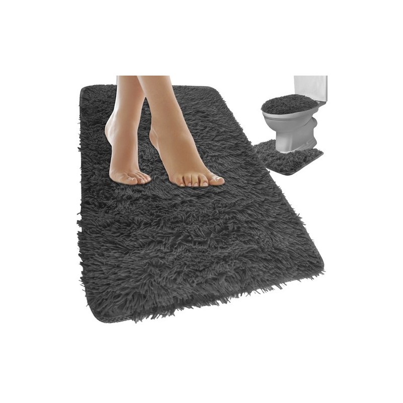 Libisemisvastane vannitoamattide komplekt, hall, 3-osaline – WC-poti mati ja istmekattega
