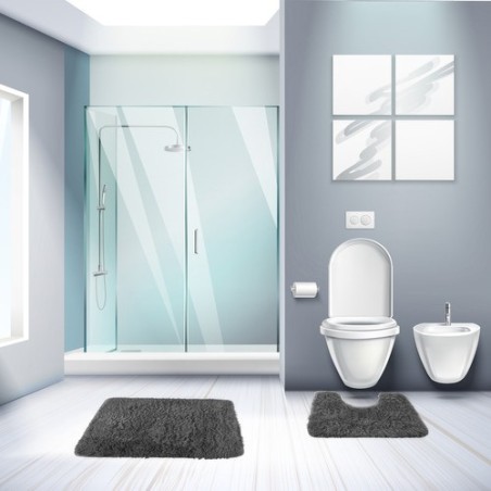 Libisemisvastane vannitoamattide komplekt, hall, 3-osaline – WC-poti mati ja istmekattega