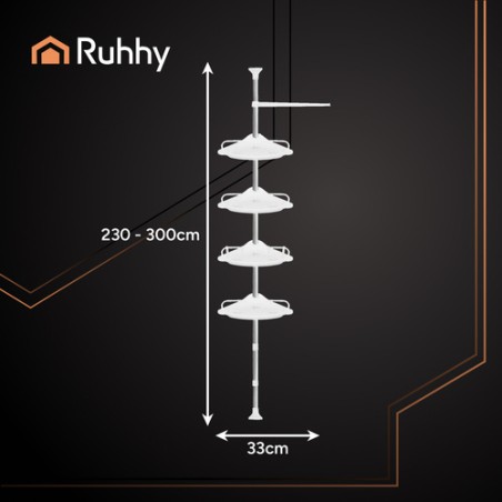 Teleskoop nurgariiul 4 reguleeritava riiuliga vannituppa