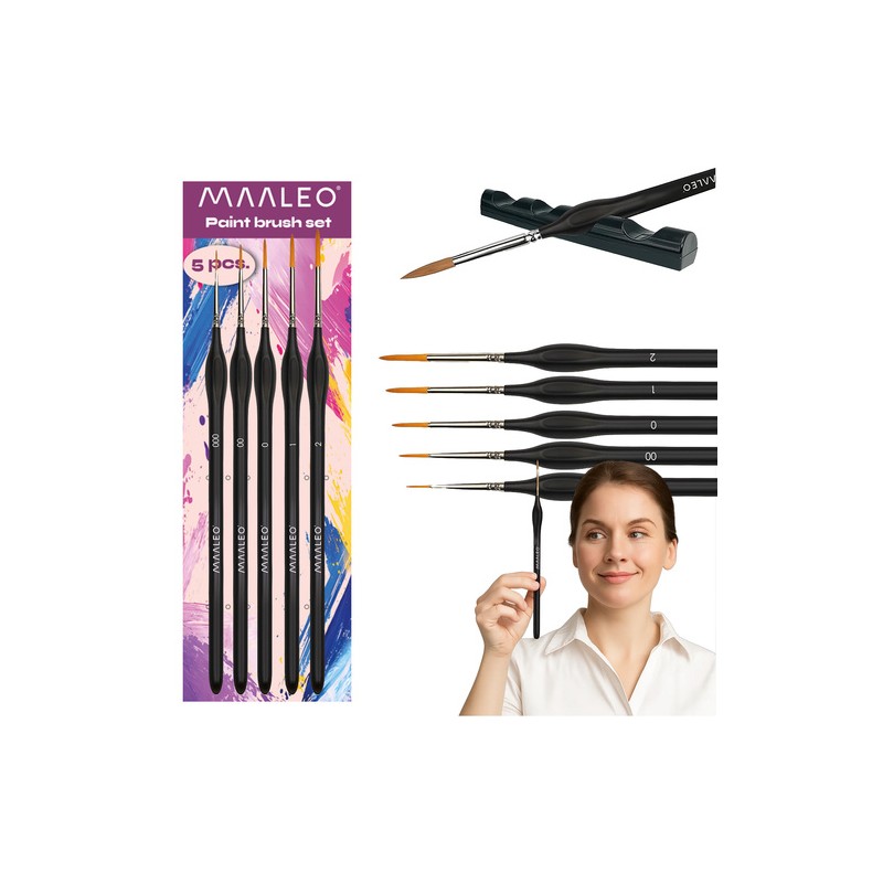 Kunstipintslite Komplekt Alusega – 5 Nailonharjastega Maalimispintslit