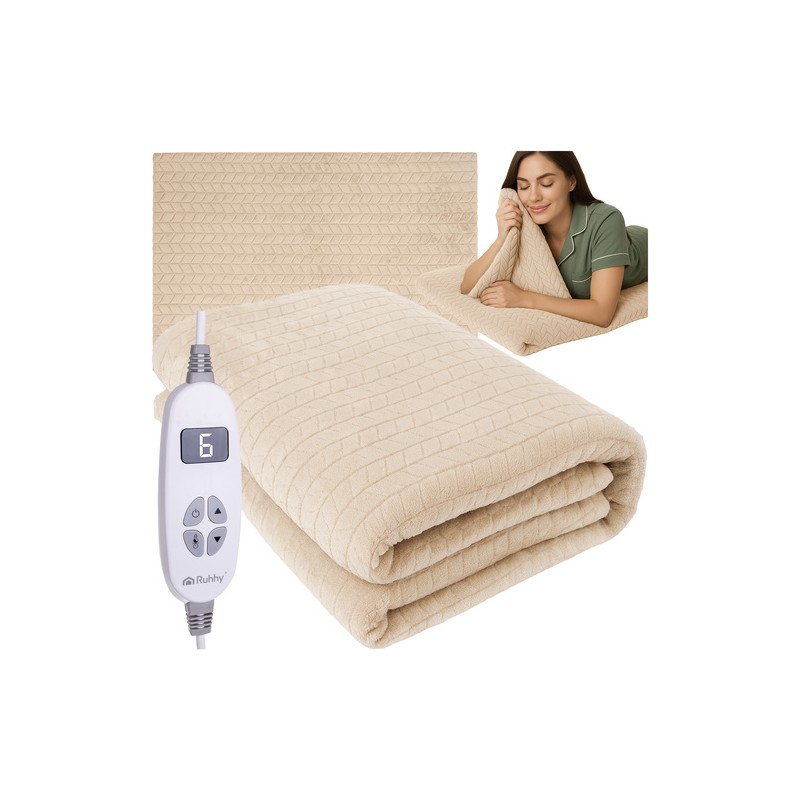 Suur elektriline soojendustekk 180x130cm – beež, kaugjuhtimisega ja 10 temperatuuritasemega