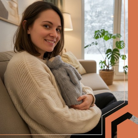 Kummist Kuumaveepudel 1.8L Plüüsist Jänku Kattega – Mugav Soojendaja Valu Leevendamiseks