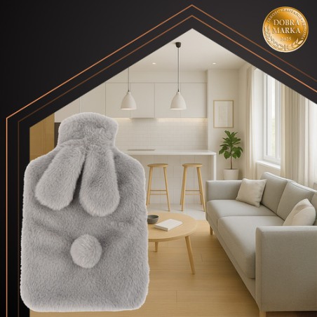 Kummist Kuumaveepudel 1.8L Plüüsist Jänku Kattega – Mugav Soojendaja Valu Leevendamiseks