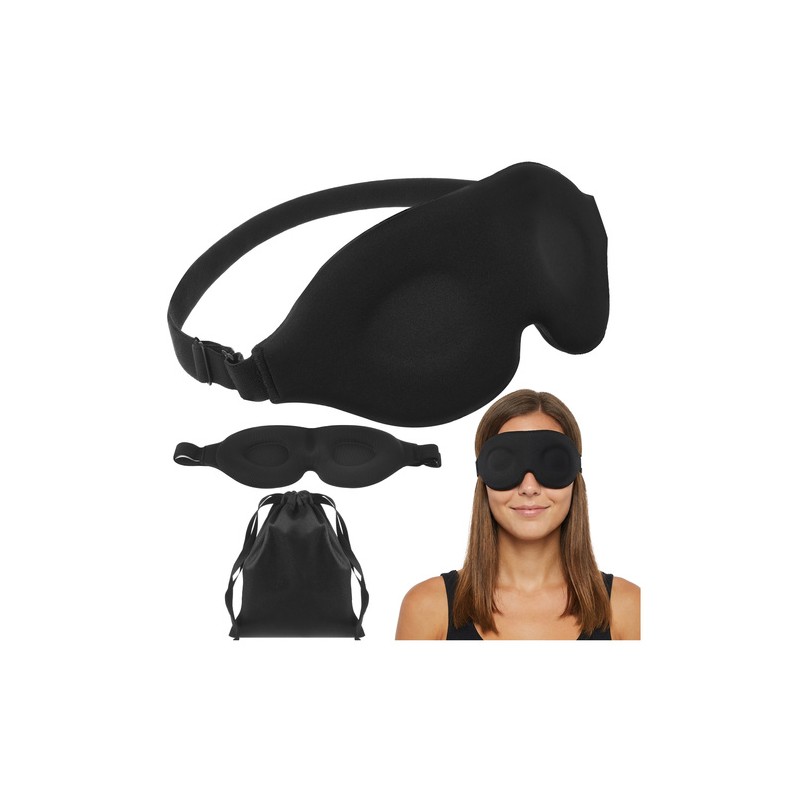 3D Pimendav Magamismask Mäluvahuga – Reguleeritav Unimask Sügavaks Uneks