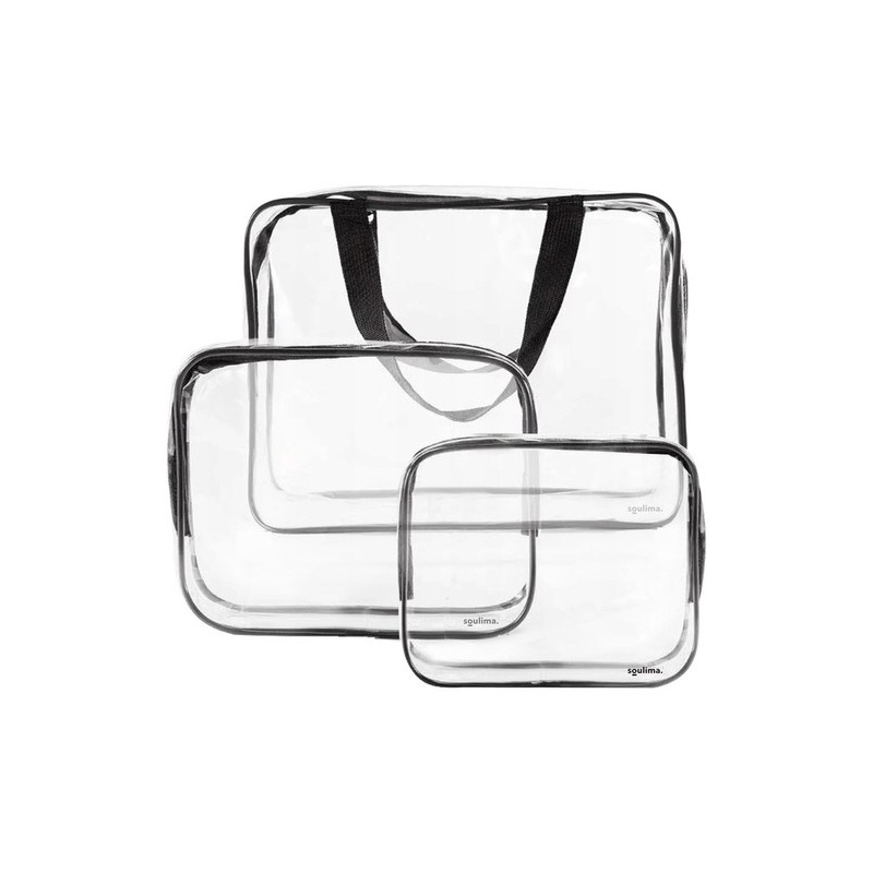 3-ühes läbipaistvate kosmeetikakottide komplekt tõmblukuga – reisiks ja igapäevaks