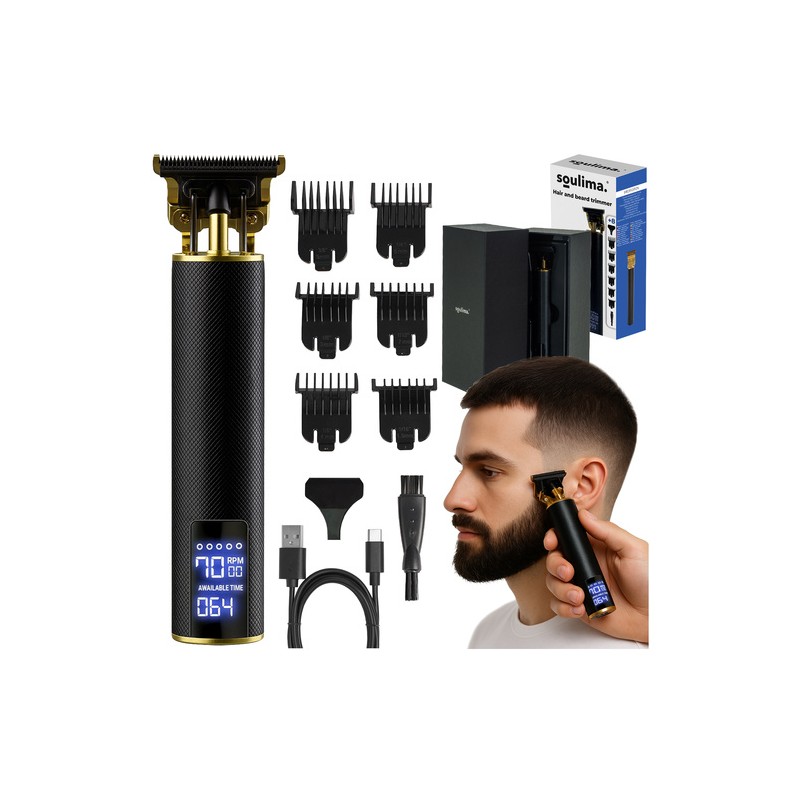 Professionaalne Juhtmevaba Trimmer Juustele ja Habemele koos LED-ekraaniga