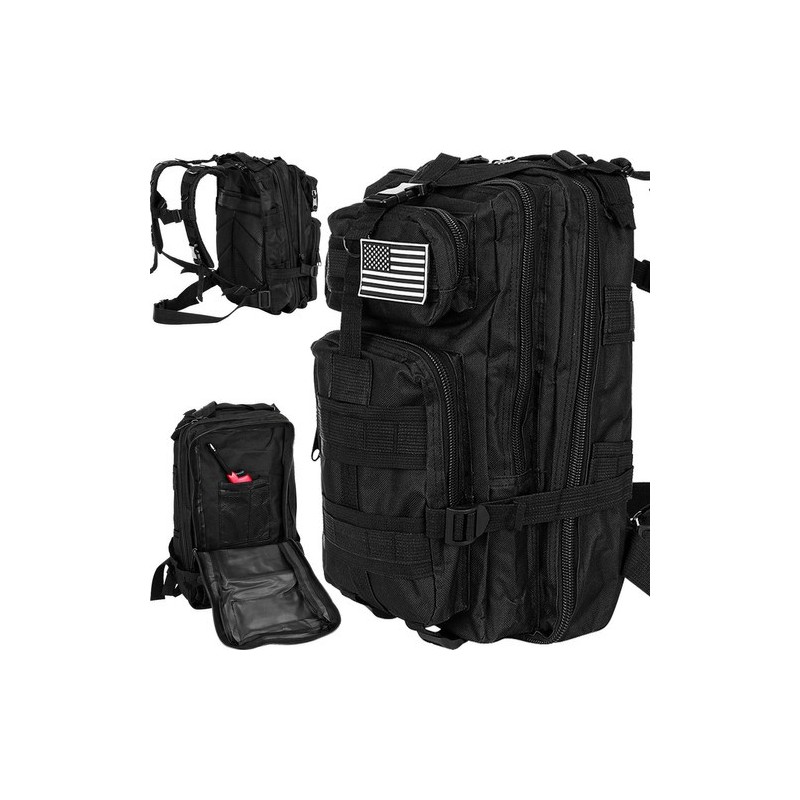 Vastupidav Must 26-Liitrine Matkaseljakott – Militaarstiilis Reguleeritav Päevakott