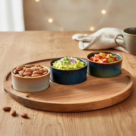 Keraamilised suupistekausid kandikul, 4 tk.