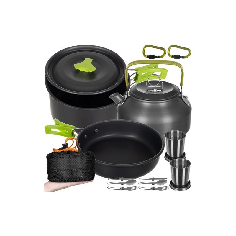 Matkaköögikomplekt 18 osaline, kaasaskantavad reisinõud 2 inimesele