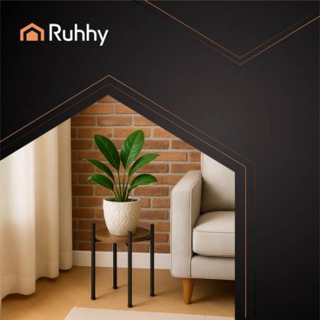 Loft-stiilis Lillealus – Metallist taimealus musta raami ja puiduvärvi riiuliga 40 cm