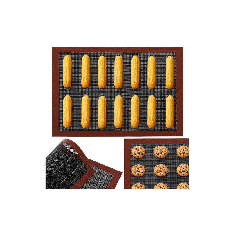 Perforeeritud Silikoonist Küpsetusmatt 30x40cm | Korduvkasutatav Kahepoolne Ahjumatt Ekleeridele ja Makroonidele