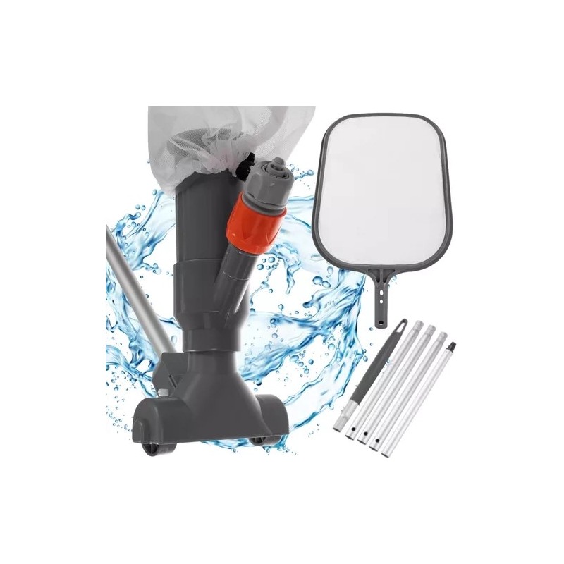 2-ühes Basseini Puhastuskomplekt Veeajamiga Imuriga ja Puhastusvõrguga