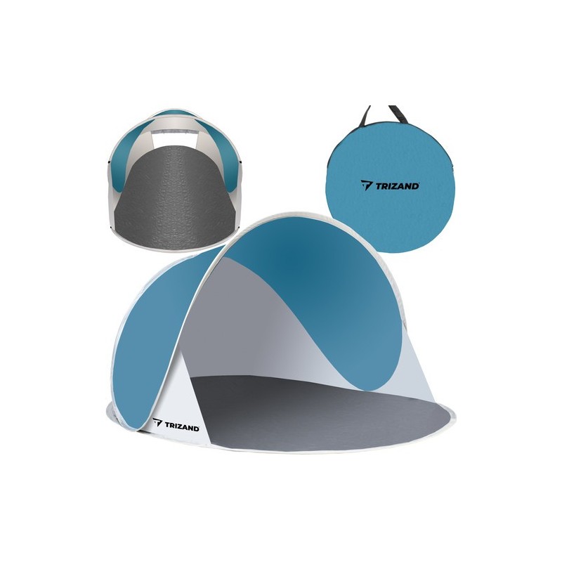 UV30 kaitsega iselahtiv rannatelk / päikesevari (145x100x70 cm), türkiissinine-valge