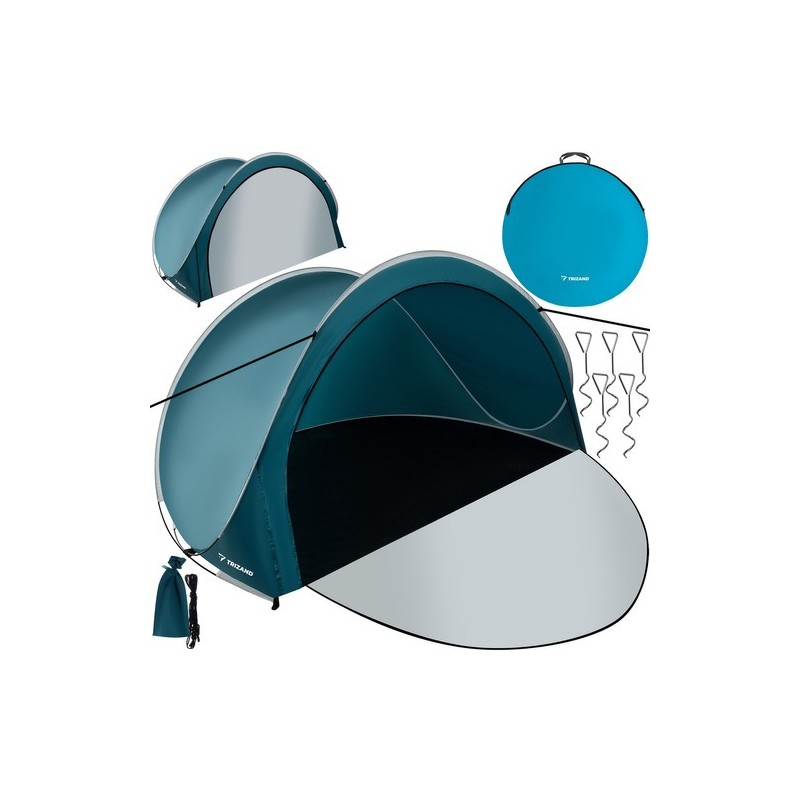 Isepüstiv rannatelk 3-inimesele 200x120x110cm – kiirelt avanev varjualune päikesekaitsega