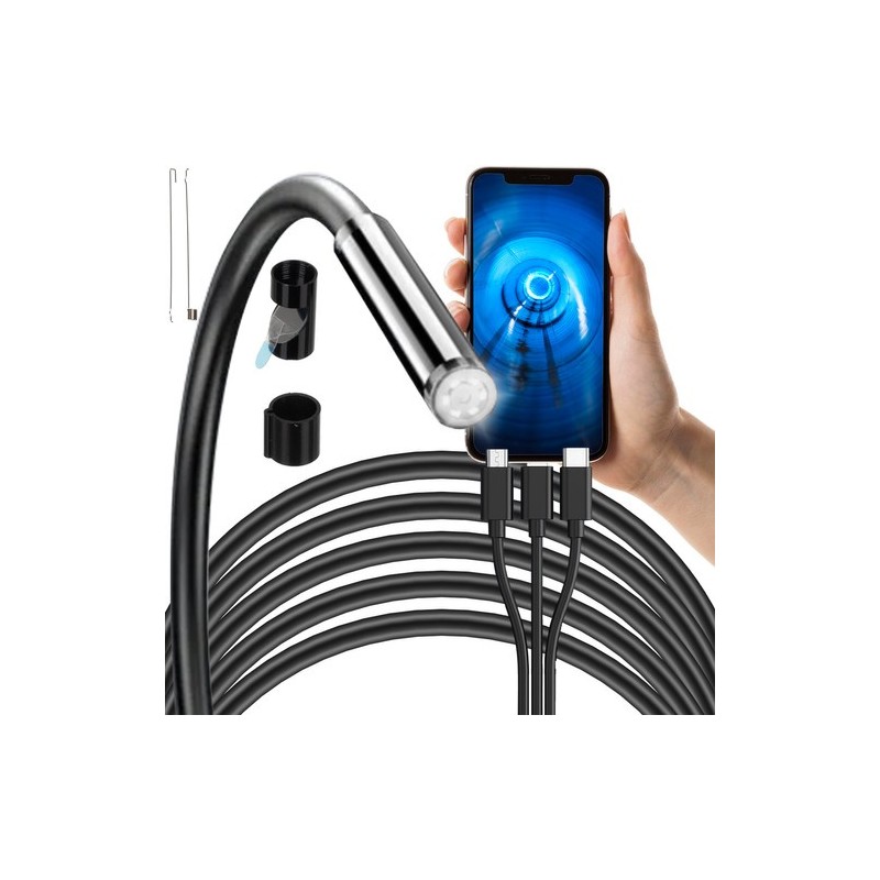 Full HD Endoskoopkaamera Nutitelefonidele (Android, iOS) 2m Painduva Kaabli ja LED-valgustusega