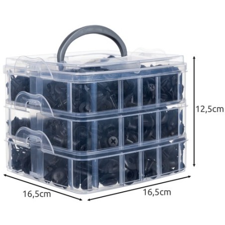 Universaalne Autoklambrite ja Kinnitusdetailide Komplekt Tõmmitsatega, 620 Osa