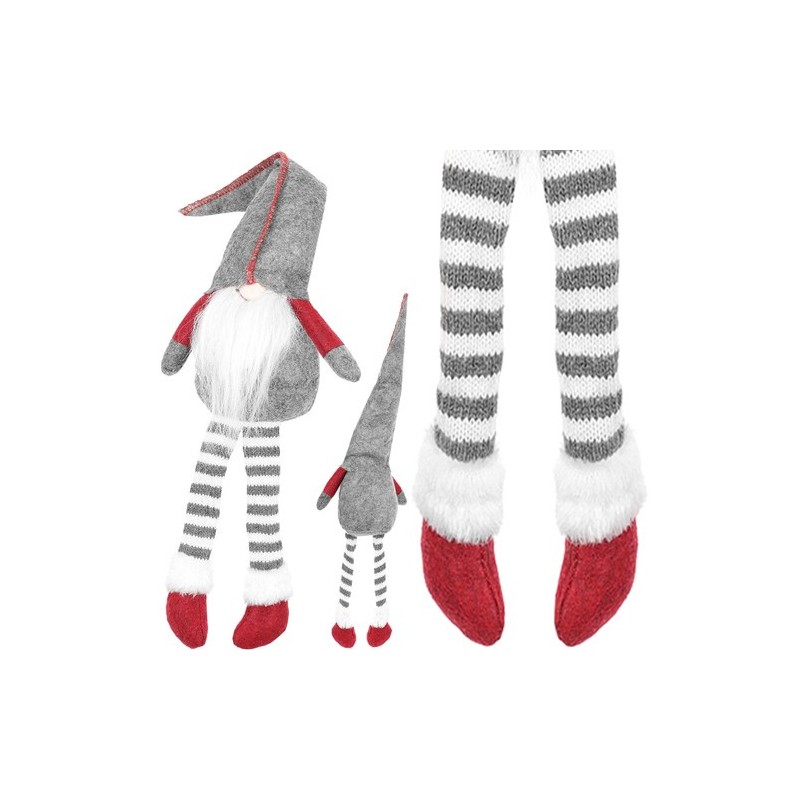 Stabiilselt istuv jõulupäkapikk halli-punase disainiga