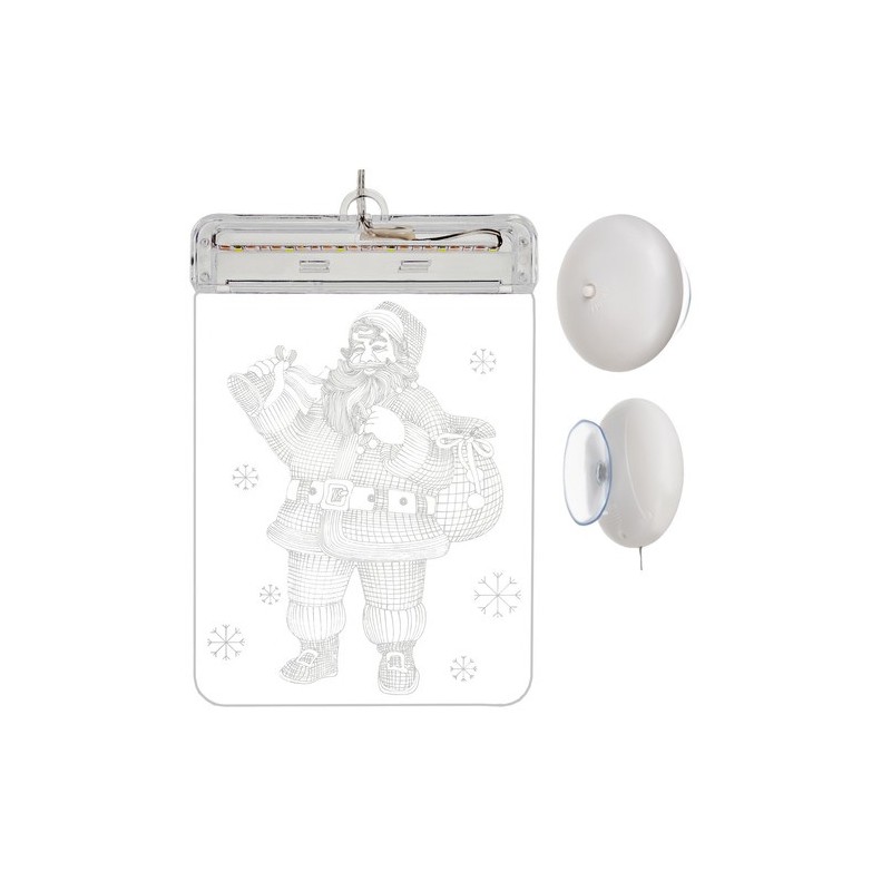 Jõuluvana 3D LED-valgusvitraaž – Kahepoolne Akutoitega Dekoratsioon